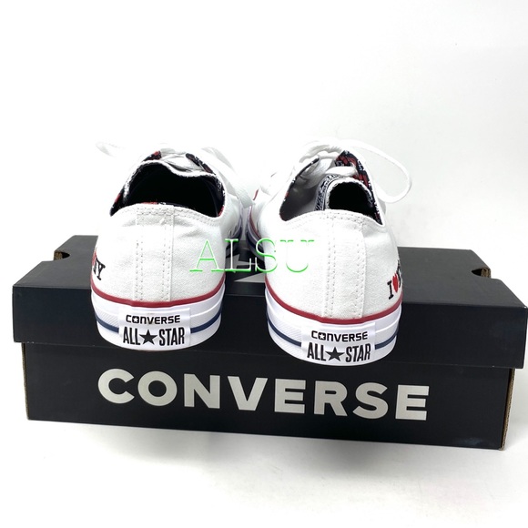 🎁 Santa’s Special 🎄 Converse Ctas I ❤️ NY Canvas Low Top White Red Men 161182F - Picture 6 of 9